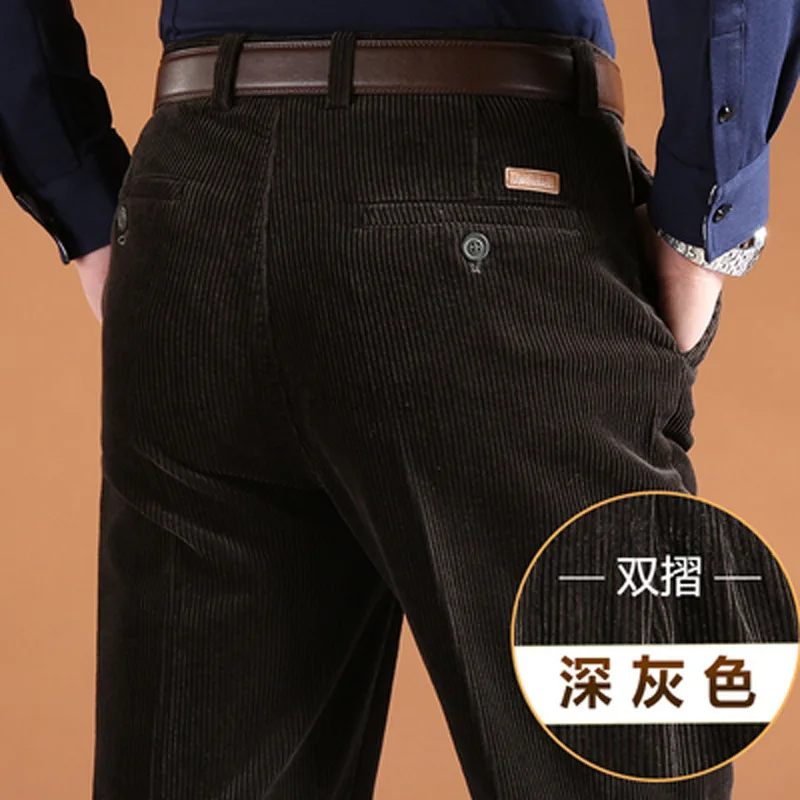 Big Size casual pants corduroy pants for Men Straight Thick Warm Autumn Winter Work Trousers Men High Waist Casual Pants