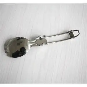 1 Set Outdoor Camping Hiking Stainless Steel Metal Fork Spoon Tableware Cookout Picnic Foldable Folding Spork