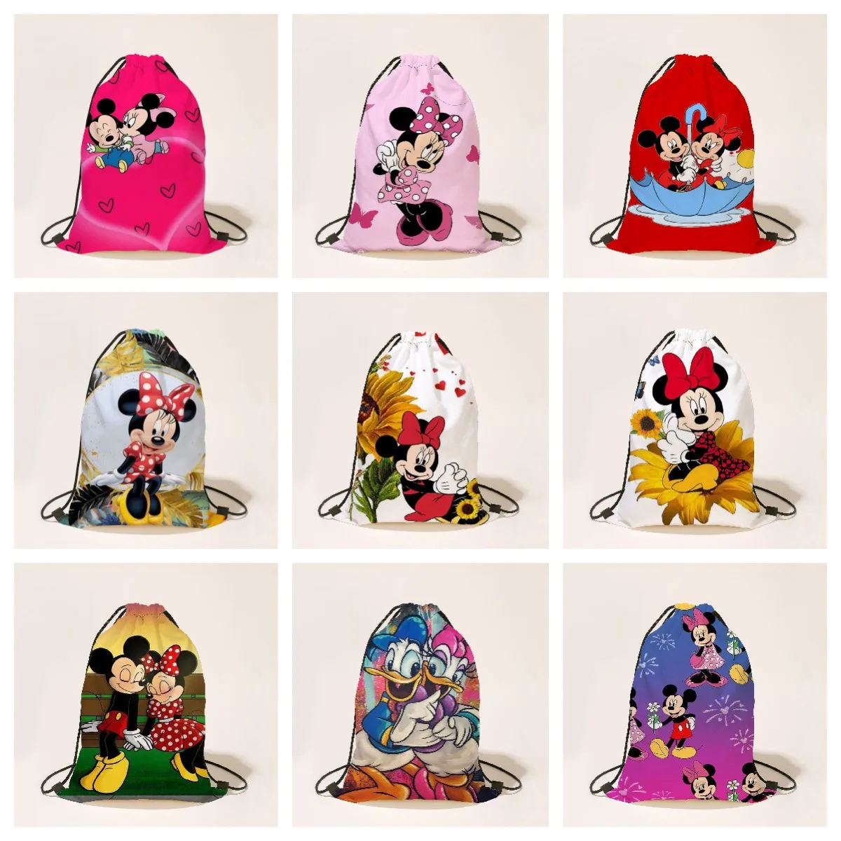 

Disney Mickey Mouse Backpack Cartoon Mini Portable Storage Bag Drawstring Bag Boys and Girls Kawaii Bag Party Backpack Gifts
