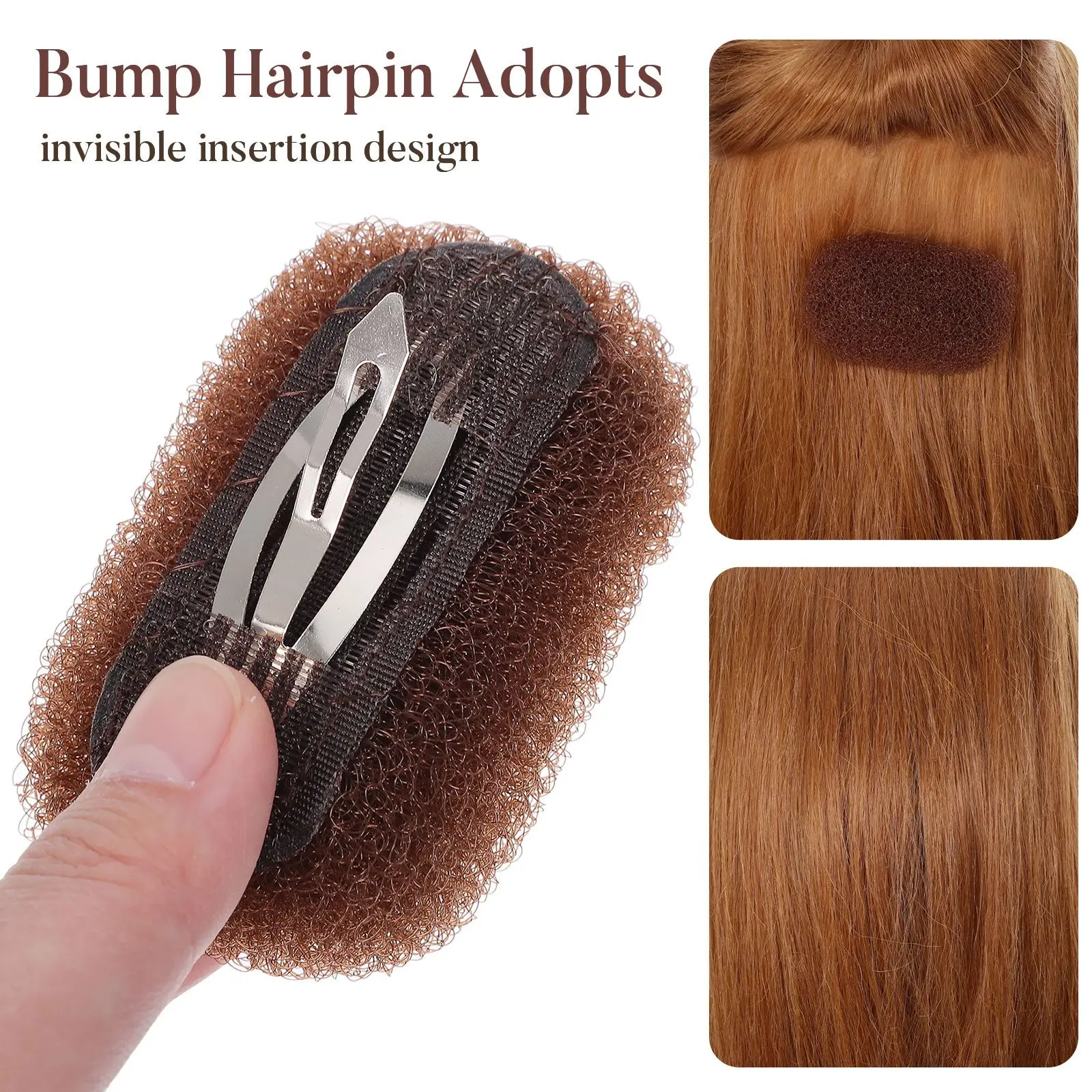 3 Pcs Heightening Hairpin Barrettes for Women Net Crescent Combs Curler Volumizer Inserts Bumps Clip Sponge