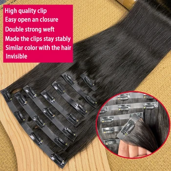 18A Seamless Straight Clip Ins Human Hair PU Invisible Clip In Hair Extensions 100% Raw Virgin Human Hair Double Weft 7Pcs/Set