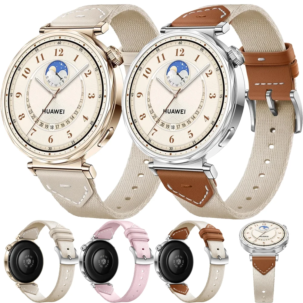 Elegant 18mm Nylon & Leather Braided Strap with Metal Buckle - Women's Breathable Wristband Belt