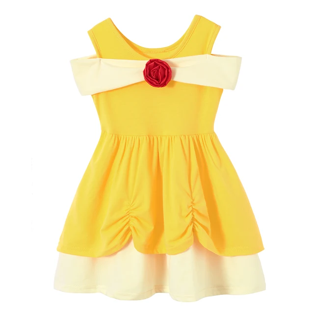 Kids Summer Casual Dress Disney Frozen Princess Elsa Anna Girls Clothes Vestido Rapunzel Snow White Moana Brithday Party Costume Belle1439B