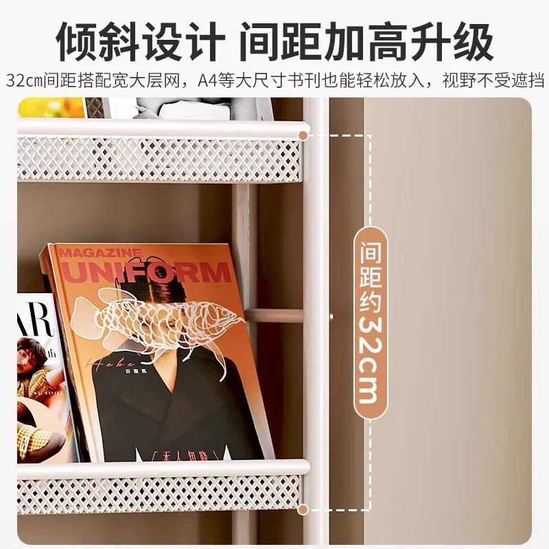 Standing Bookshelf Newspaper Magazine Storage Rack Books Periodicals Display Rack Living Room Retro Wall-mounted Bookcase FYMR