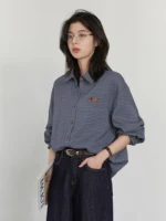 CHIC VEN femmes chemise à manches longues simple boutonnage nouveau ample décontracté brodé Blouses à carreaux rétro femme haut printemps été 2025 3