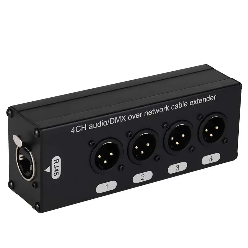 Network signal extender 4 XLR light conversion digital network cable to analog signal distribution audio video transmission box