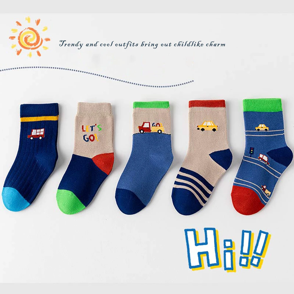 Girls Socks 5Pairs 1-14Years Girl's Mid-tube Socks Comfortable Breathable Athletic Socks Autumnclothes All-match Boutique Kids Clothing