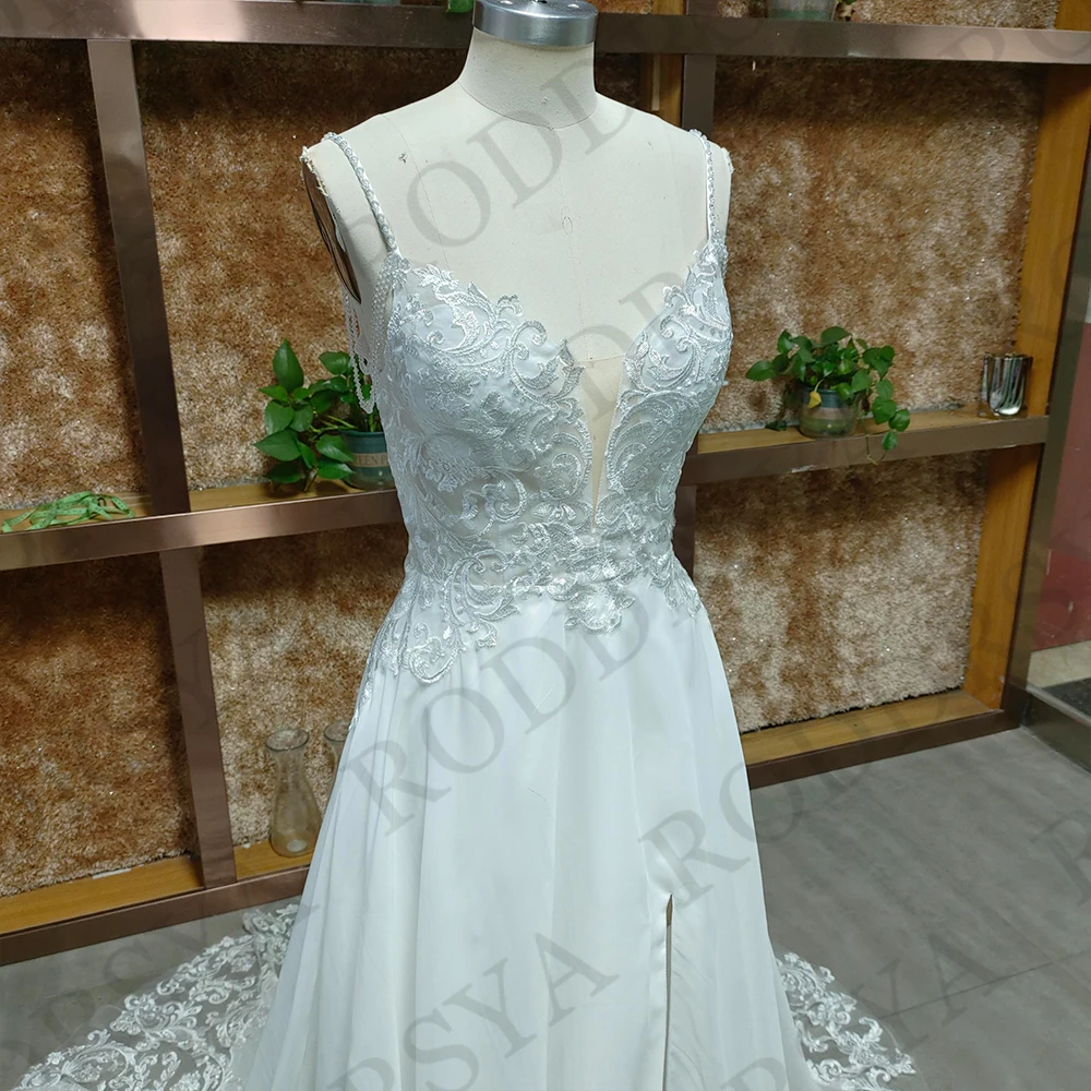 RODDRSYA Boho-Hochzeitskleid für Frauen herzförmiges Strand-Brautkleid mit Spitze rückenfrei Chiffon individuell gestaltet Boho Brautkleid für Frauen 2026 Sweetheart Beach Spitze Brautkleider Rückenlos Chiffon angepass – Detail 5