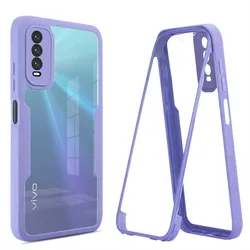 360° Full Protection Case with Innovative Buckle Design - Double Side Clear Hard Cover for Vivo Y20S (PURPLE)