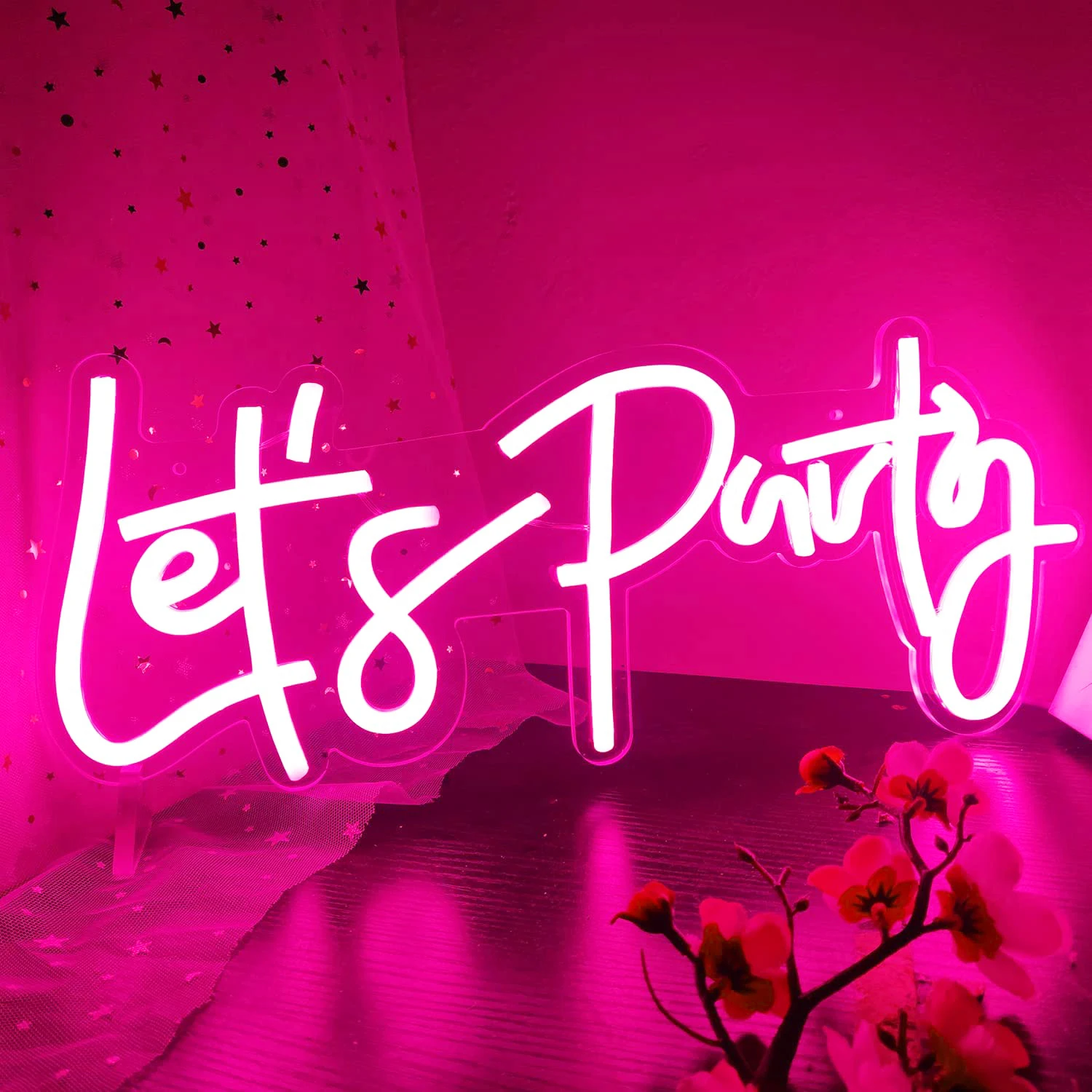 Lets Party LED 네온 사인 아트 벽 장식, USB, 온/오프 스위치, LED 네온 조명 사인, 파티 웨딩 네온 램프, 야간 조명, 룸