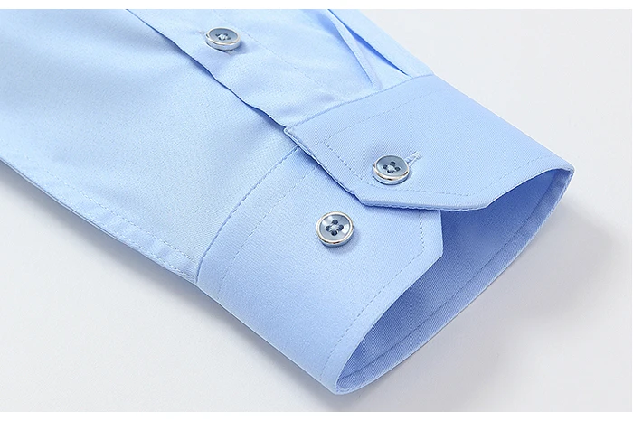 Dress Shirts Stretch Anti-Wrinkle Mens Long Sleeve Business Formal Solid Color Slight Slasticity Non-iron