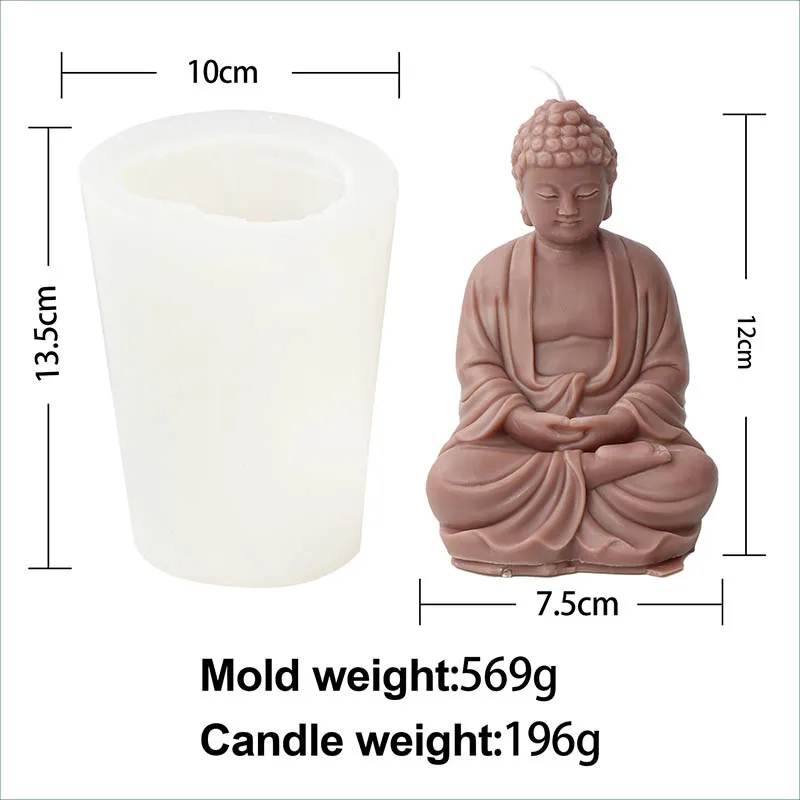 Molde de silicona de cuatro caras para velas de Buda Avalokitesvara, molde  de silicona para hacer velas 3D, resina Eposy, yeso, manualidades, moldes