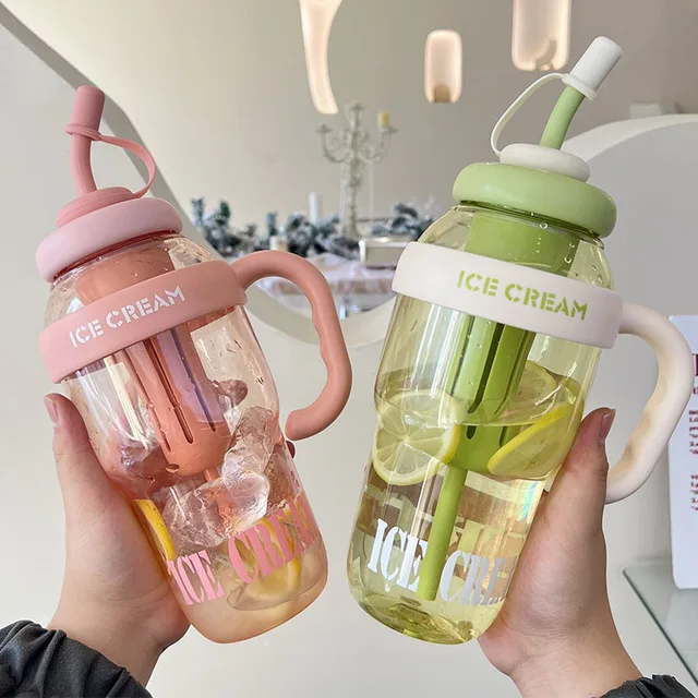 1300ML Large Capacity Plastic Water Bottle Cute Portable Children's Plastic Cup Leakproof with Straw Sports Water Cup Summer 3