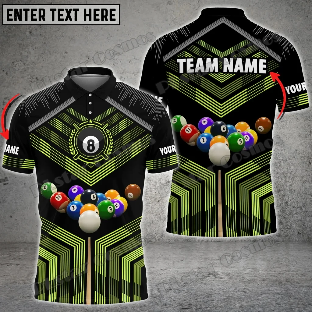 Benutzerdefinierte Name Billard Ball Bunte 3D Gedruckt männer Polo Shirt Sommer Unisex Casual Polo-shirt Geschenk Für Billard Spieler WK153 – Detail 14