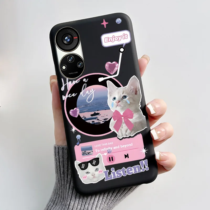Cute Cartoon Soft Silicone Protective Phone Case - Black