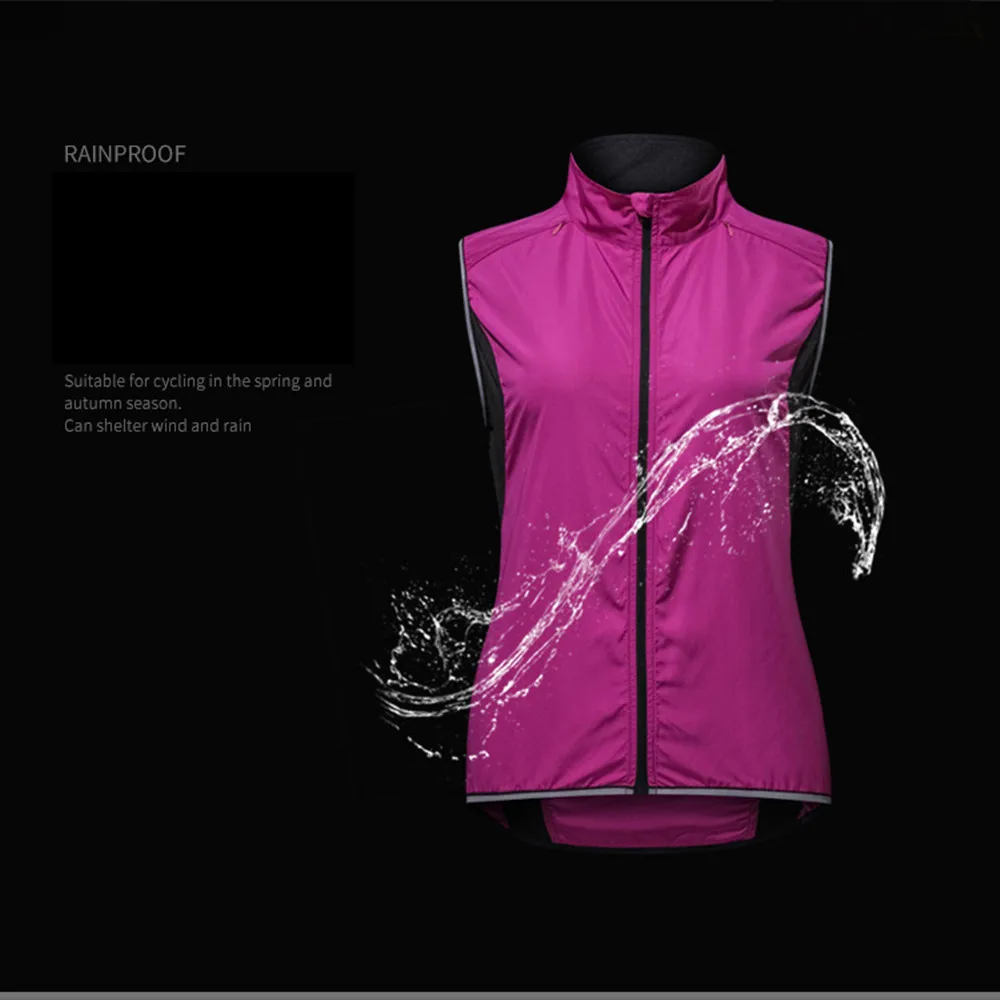 Women Purple Cycling Vest Windproof Sleeveless Jersey Breathable MTB Bike Jersey Bicycle Gielt Windbreaker Reflective Vest 3
