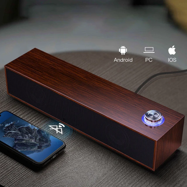 Altavoz Bluetooth de madera de 20W, 4 altavoces, barra de sonido para TV,  Echo Wall, Home Theater, sistema de sonido HIFI, caja de sonido de calidad  para PC/TV - AliExpress