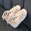 Summer Sandals for Girls 2023 New Versatile Solid Color Korean Style PU Soft Non-slip Flat Casual Weave Roman Shoes for Princess 6