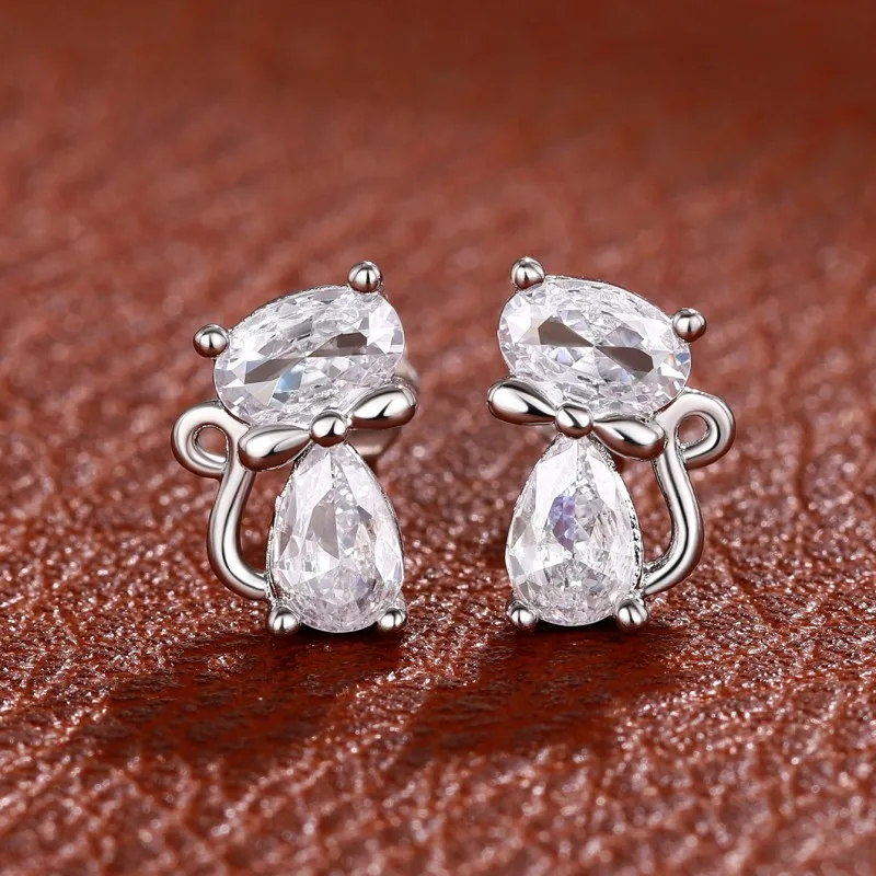 WOSTU Pendientes De Plata De Ley 925 Auténtica Con Forma De Gato Negro Para Mujer, Joyería Fina, Regalo De Fiesta, Aretes De Aro Con Forma De Animal En Oro Rosa. Comprar A