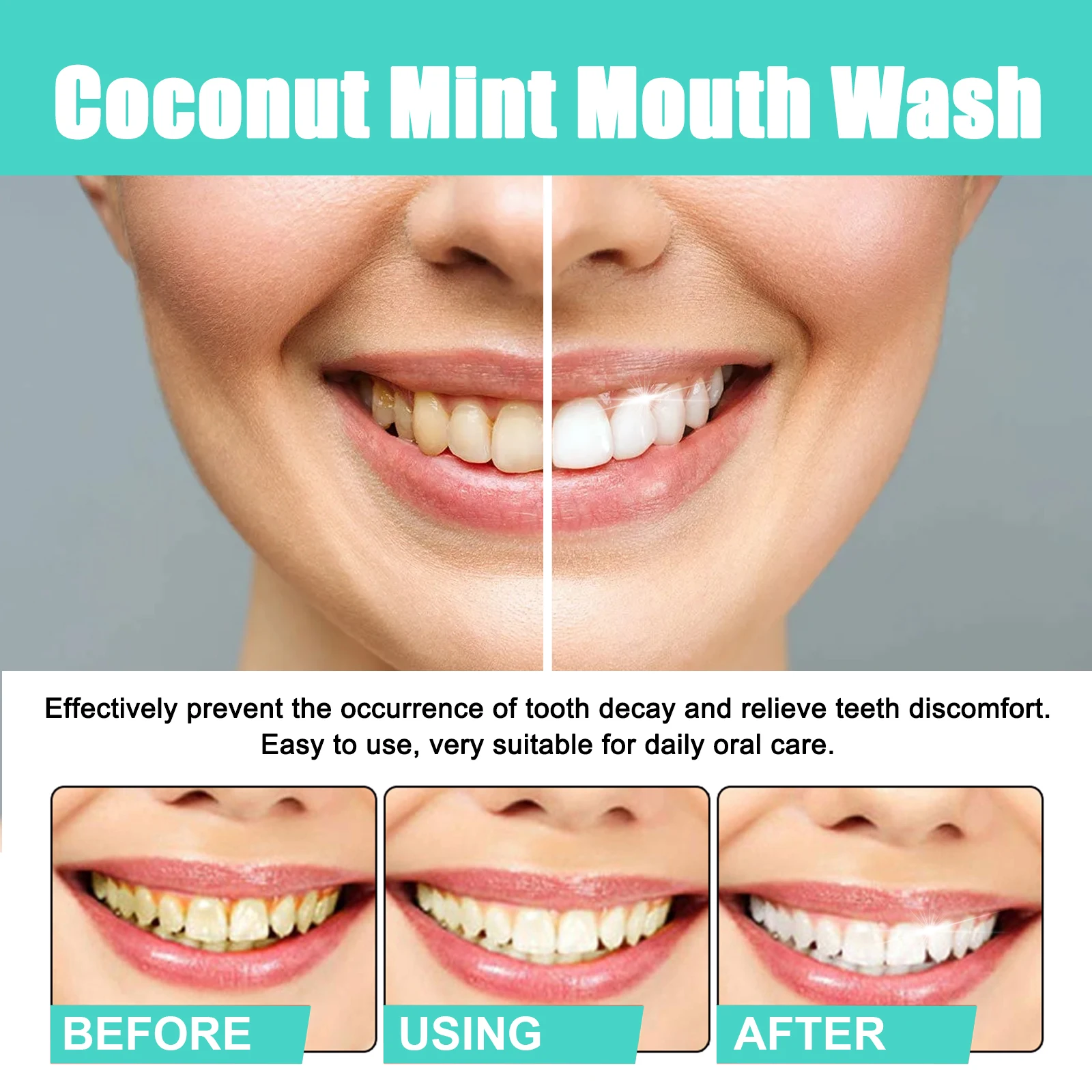 Mint Mouthwash with Tongue Scraper to Clean Mouth Whiten Teeth Remove Dental Calculus Tongue Cleaning and Oral Care Tools