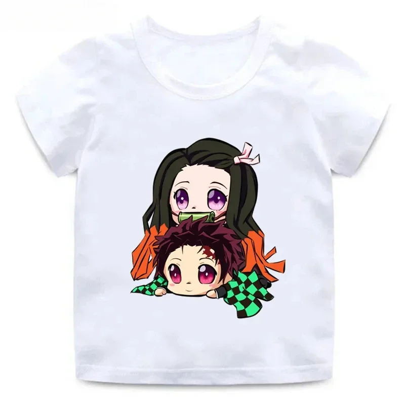 Summer Cotton Funny Children T-Shirts Fashion Baby Clothes Anime Demon Slayer Kamado Nezuko Printed Girls T Shirt Kids Tees Tops 2