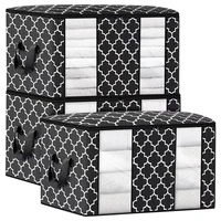 Foldable High Quality Quilt Storage Bag Large Capacity Blanket Clothes Closet Organizer with Reinforced Handle and Clear Window 1
