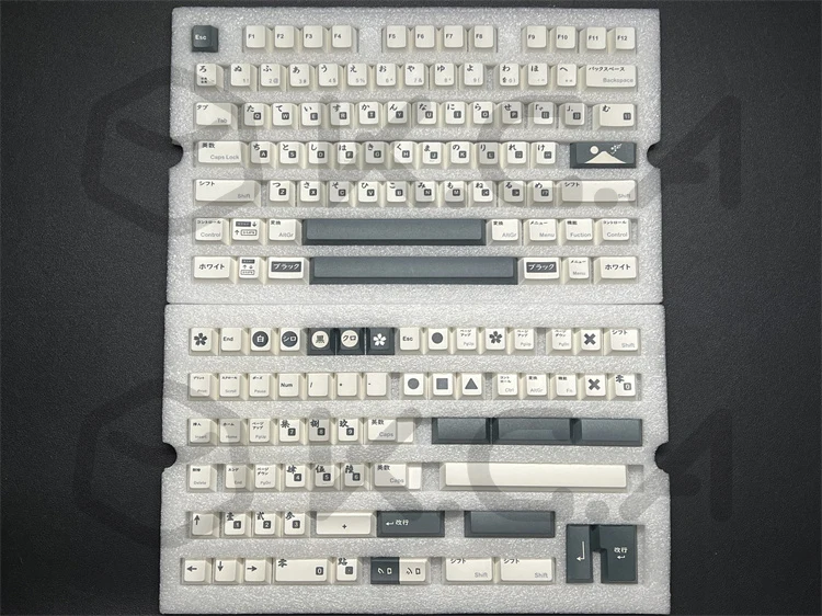 Dye PBT, Preto, Branco, Keycap japonês, Perfil Cereja, GMK, BW, 146