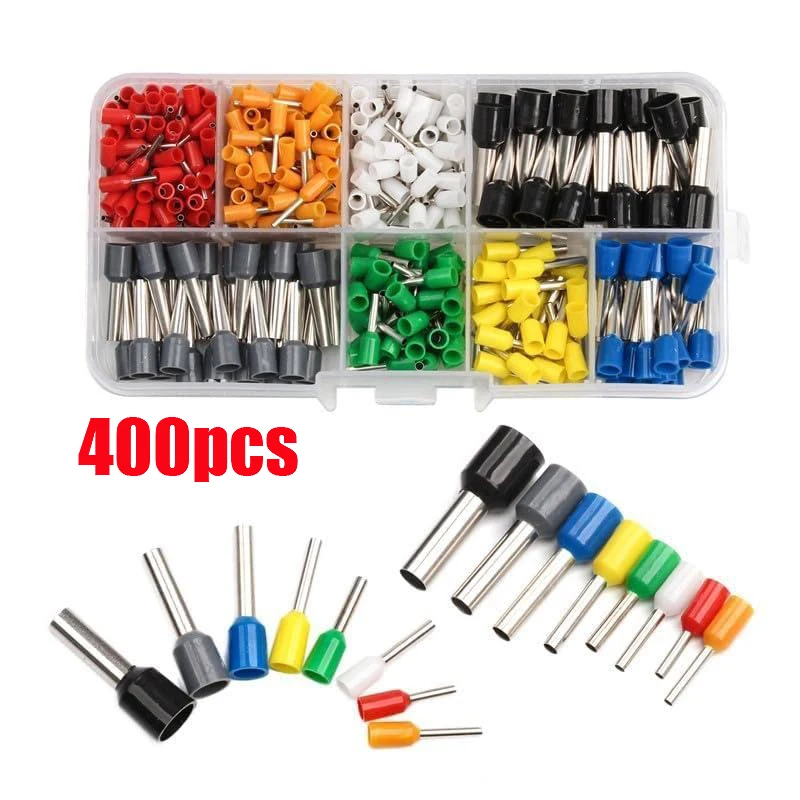 400PCS Crimp Terminals Kit Electrical Tube Terminals Suit VE Tubular Block Cord End Connectors Cable Wire Connector