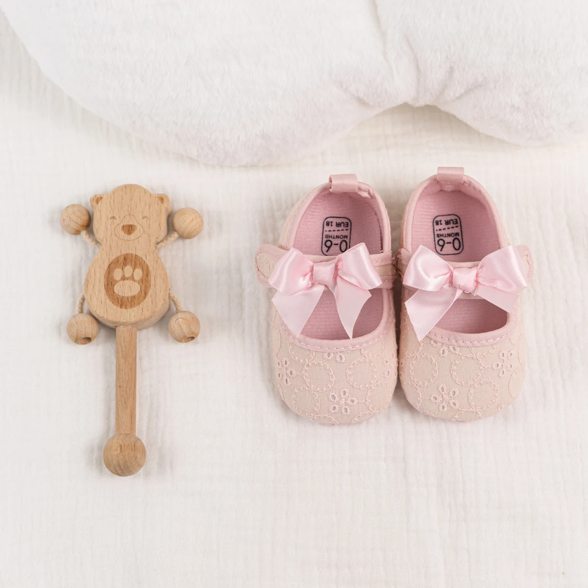 Four Seasons Newborn Baby Walking Shoes Classic Color Matching Bow Princess Shoes Baby Girl Anti-slip Soft Bottom Solid Color 5