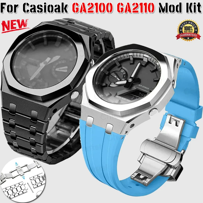Mod Kit Per Casioak Ga2100 Ga2110 Custodia In Metallo Lunetta Cinturino In Gomma Per Casioak Gab2100 2110 Kit Di Modifica Custodia Con Vite Corre