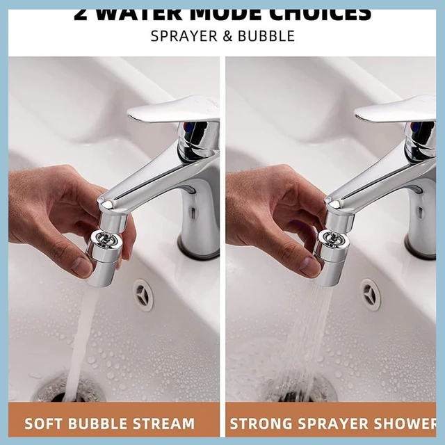 360° Swivel Dual-Function Anti-Splash Kitchen Faucet Aerator - Bathroom Water Filter Nozzle Mixer with Bubbler Diffuser 3