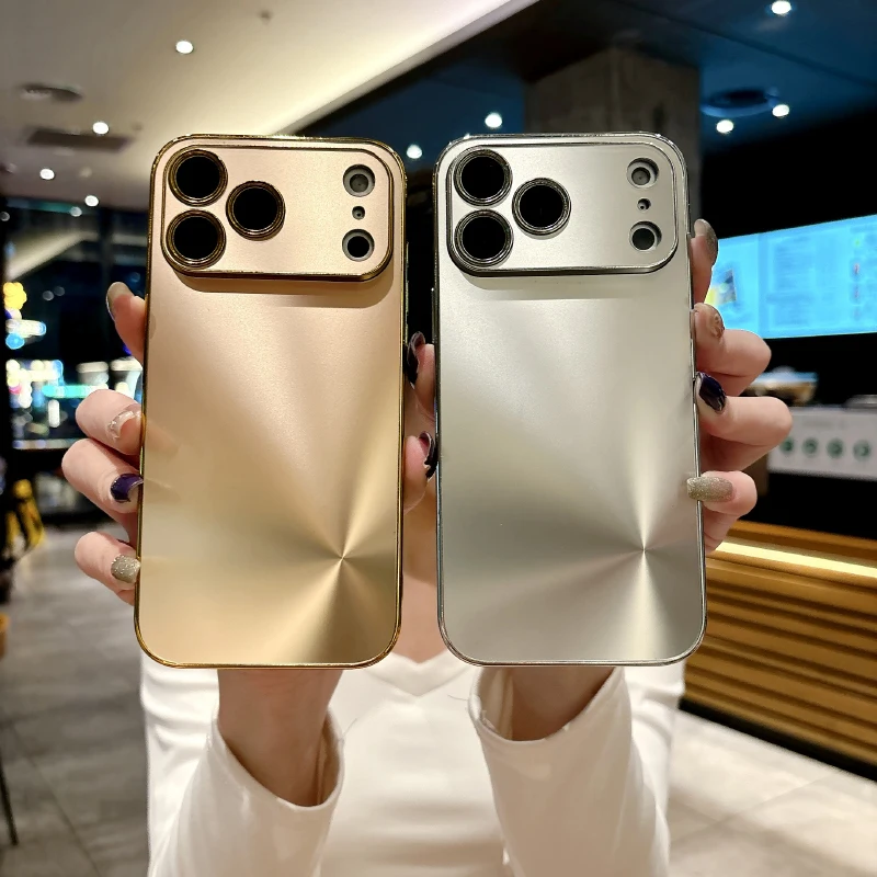 Plating Solid Color Soft TPU Frame + Matte CD Texture Hard PC Phone Case - Premium Back Cover