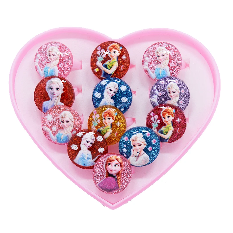 Finger Ring Jewelry Accessories 12pcs/box Disney Frozen Elsa Anna Princess Ring Resin Snow white Kids Finger Rings