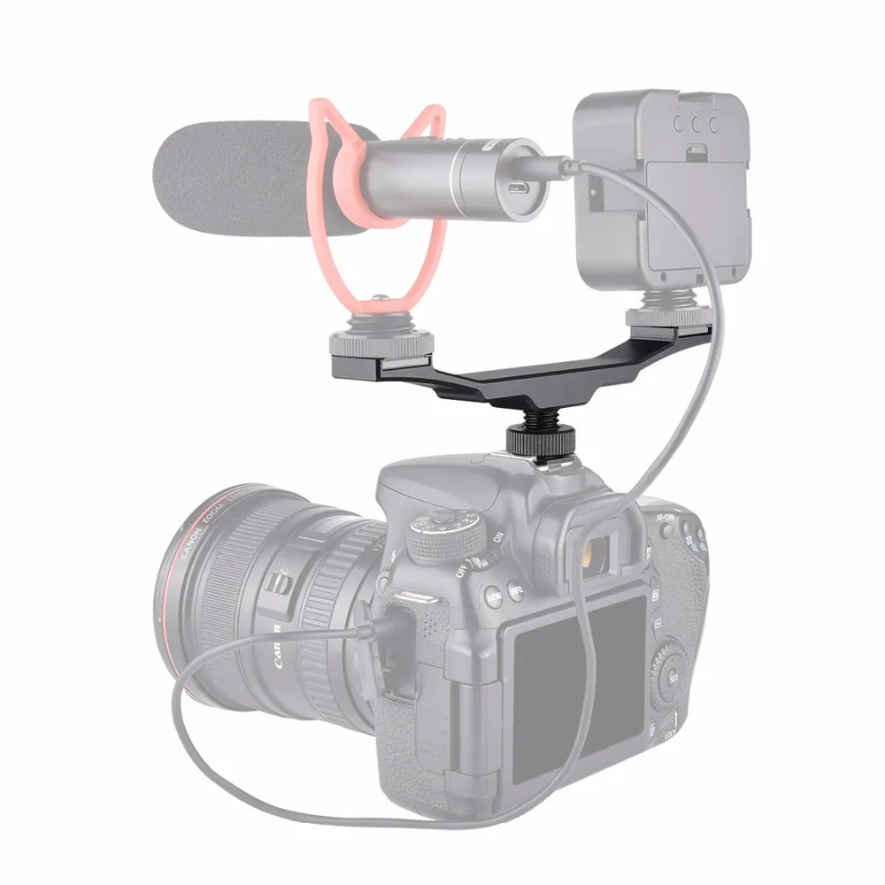 Double Cold Hot Shoe Adapter Mount Extension Holder Video Bracket for Canon for