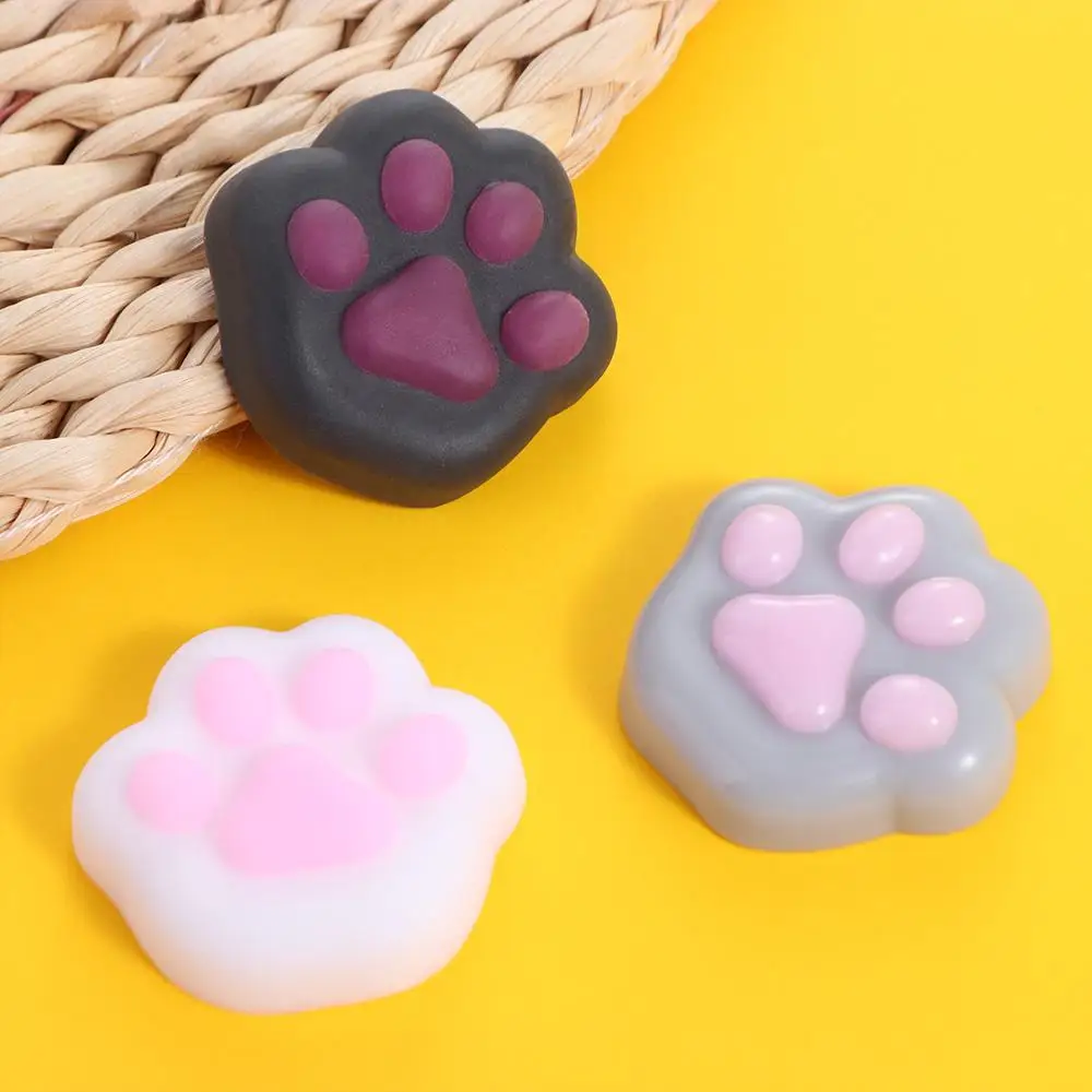 Mini Cat Paw Squeeze Toy Silicone Pinch Decompression Toy Plush TPR Fidget Sensory Toys For Kids Adults Gift 3