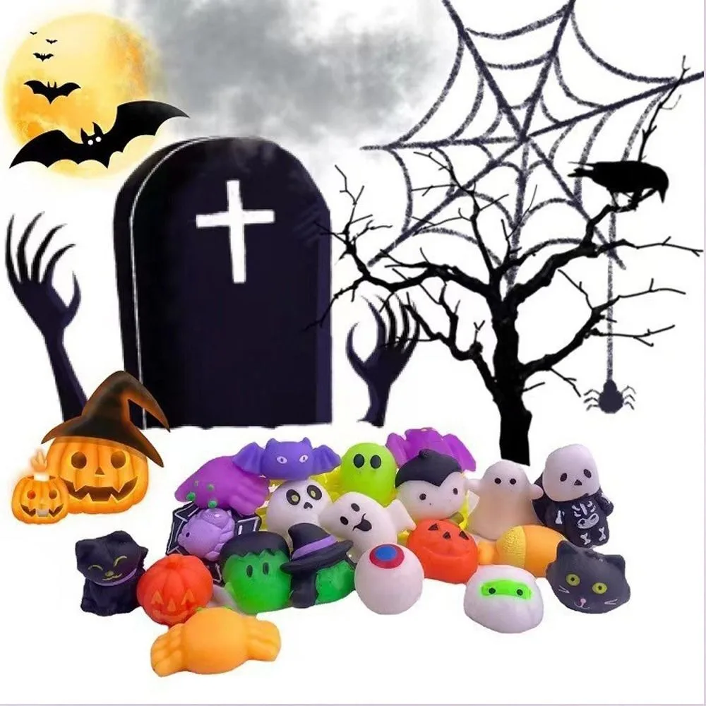 

10pcs Random Style Stress Relief Toys Pumpkin/Spider/Ghost/Squeeze Halloween Mochi Squishies Toys Stress Relief Halloween Toy
