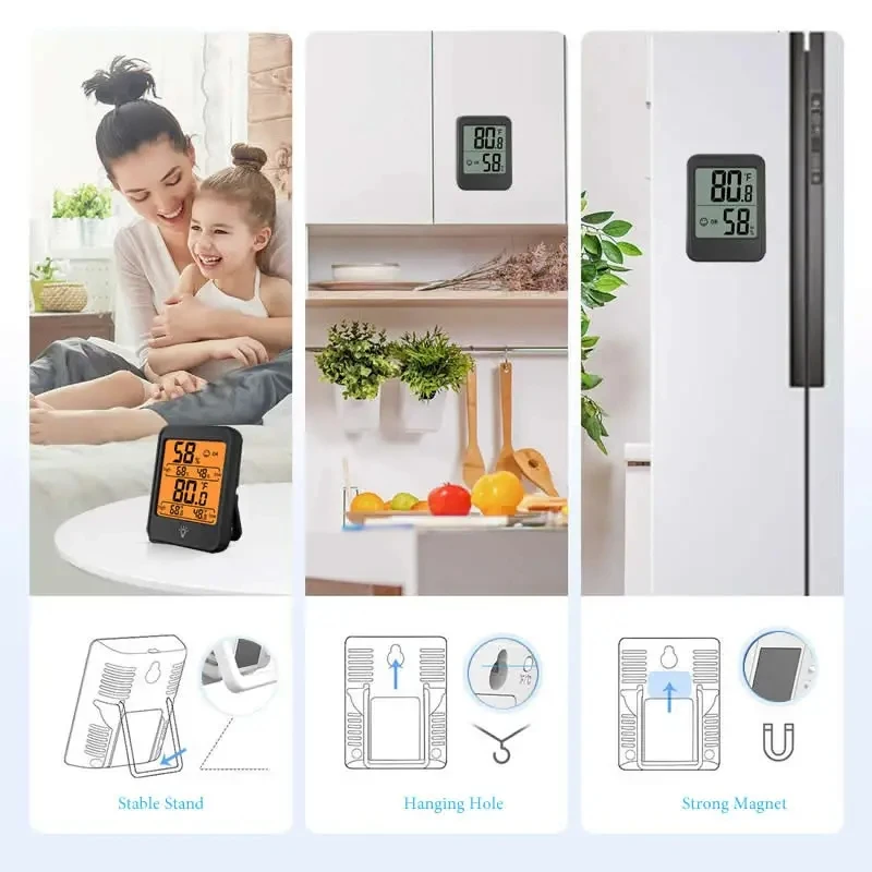 Indoor Digital Temperature Humidity Meter With Stand Magnet Portable House Office Temperature Monitor Thermometer Hygrometer - 3