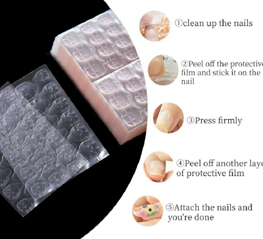 Pink/Transparent Double-Sided Self Adhesive Nail Stickers Waterproof Sticky Tabs for Nails Press on Jelly Glue Manicure Tools 3
