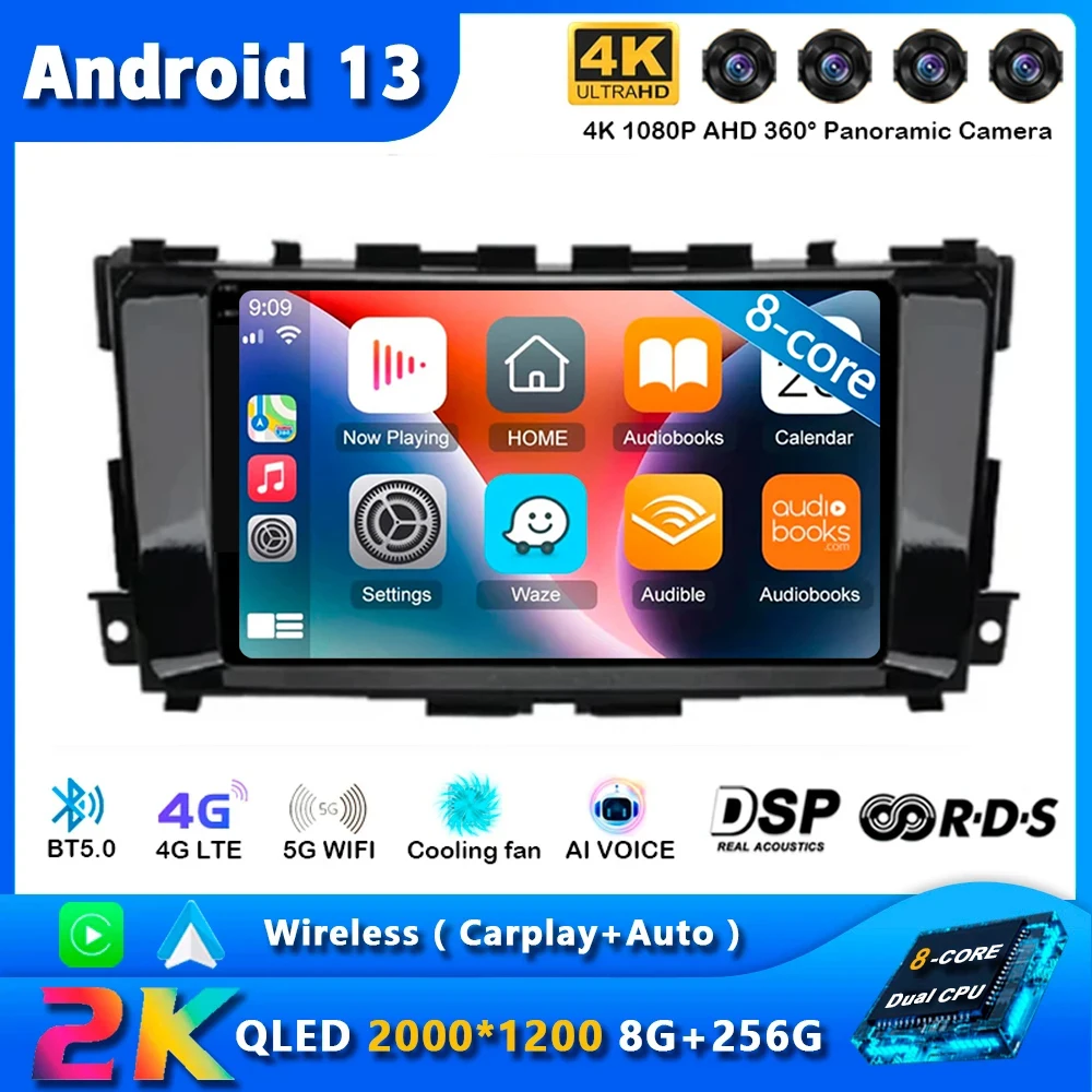 

Автомагнитола Android 13 для Nissan Teana 3 Altima 5 L33 2013 - 2020 с GPS-навигацией, мультимедийный видеоплеер, стерео, Wi-Fi + 4G Carplay
