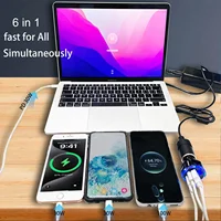 UYUXIO adaptateur de chargeur de voiture USB C multiport avec affichage de tension PD 30W charge ultra rapide 6 en 1 pour MacBook iPhone Samsung 3