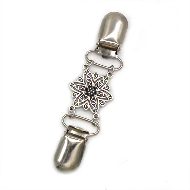 Elegante Schal-Clips Mit Blumen-Design & Strass – 2-teiliges Set Aus Zinklegierung, Silber, 12 Cm