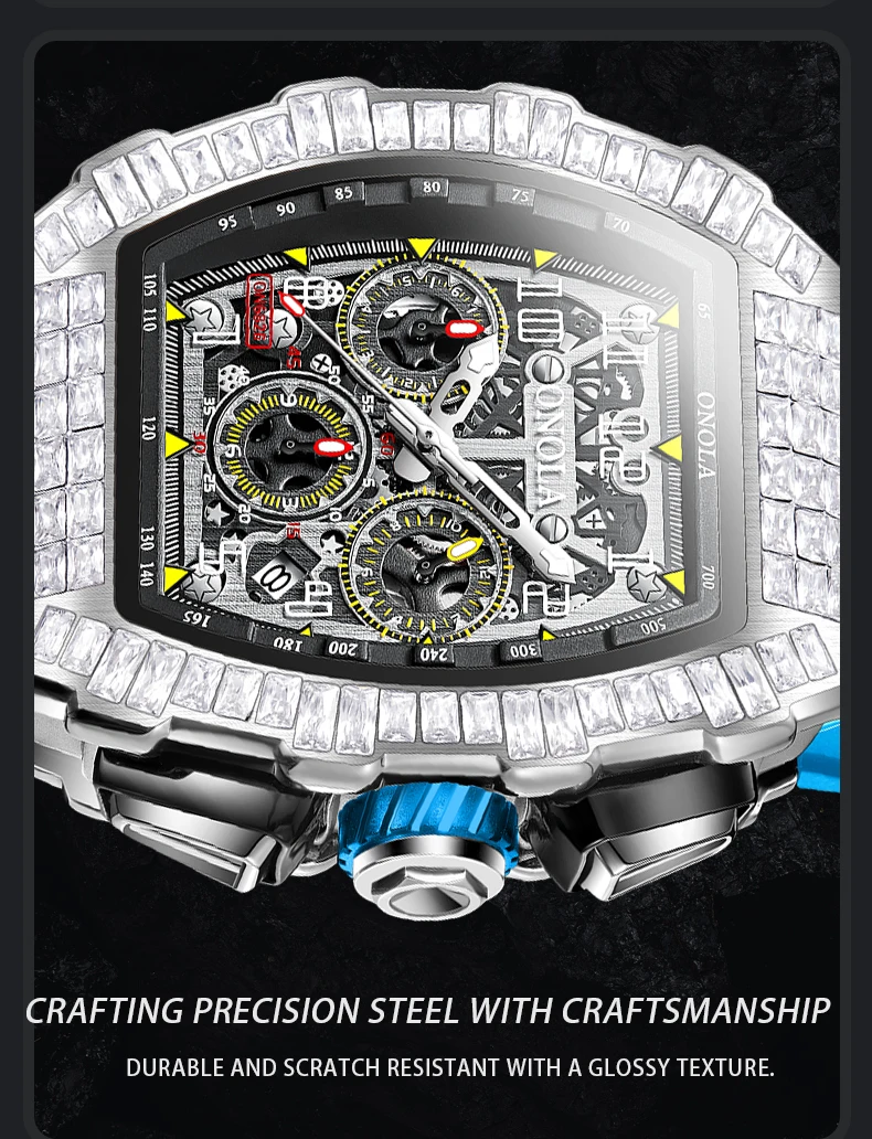 ONOLA - Men's fully automatic mechanical unique design, diamond inlaid strap, waterproof watch, popular knowledge and_voghion.com