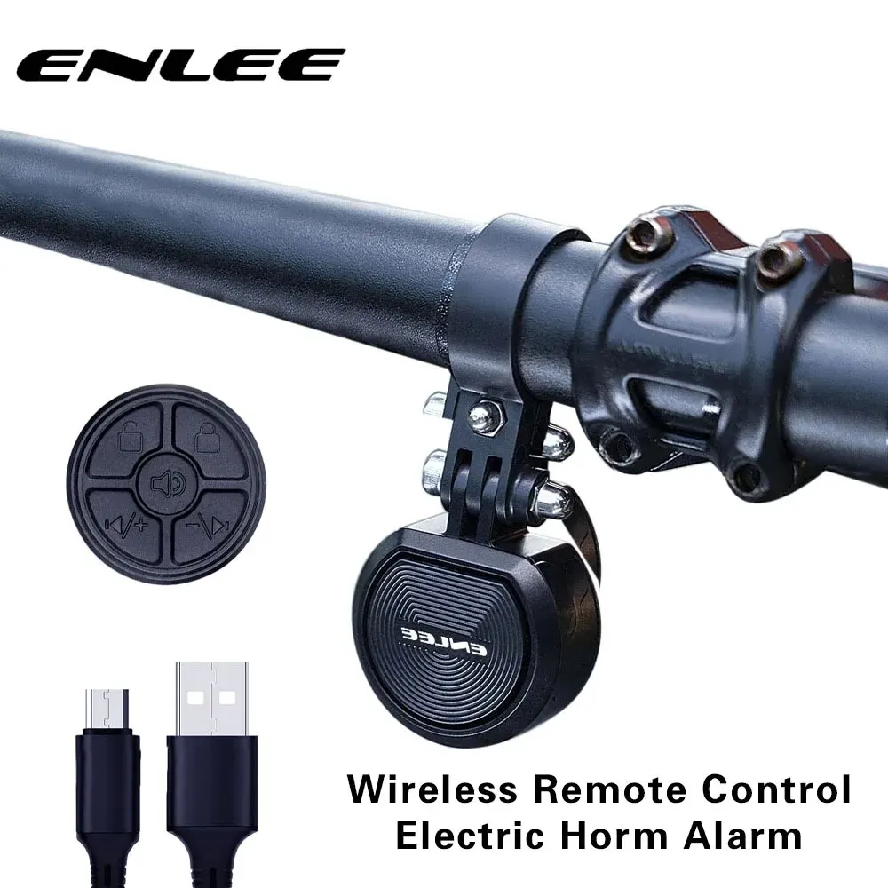 ENLEE 120DB USB 충전 자전거 전기 벨, MTB 사이클 트럼펫 경적, 도난 방지 경보 사이렌 및 원격 리모컨 