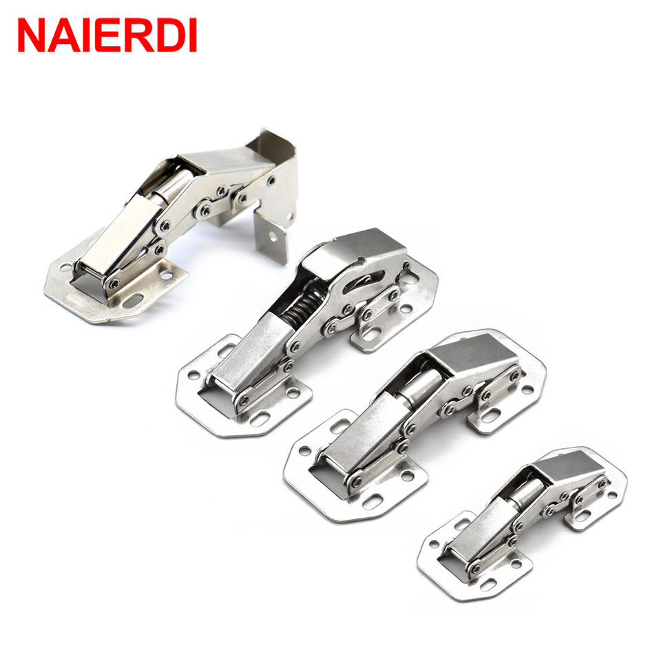 NAIERDI Cabinet Hinge 90 Degree No-Drilling Hole Cupboard Door Hydraulic Hinges Soft Close With Screws Furniture Hardware