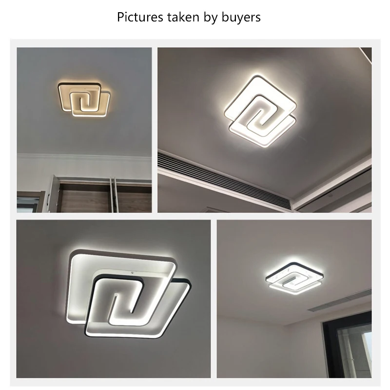 LED Chandelier Bedroom Square Modern Ceiling Lamp Attic Living Room Dining Kitchen Interior Fixture