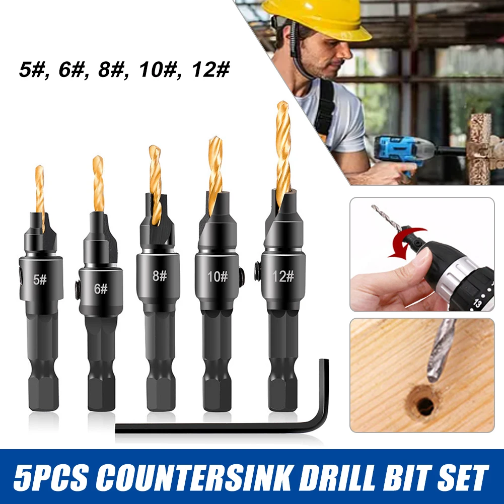 NEW Drill Conical Drill Bit Countersink Drill Woodworking Drilling Pilot Holes HSS Universal Counterbore Cutter Screw Hole