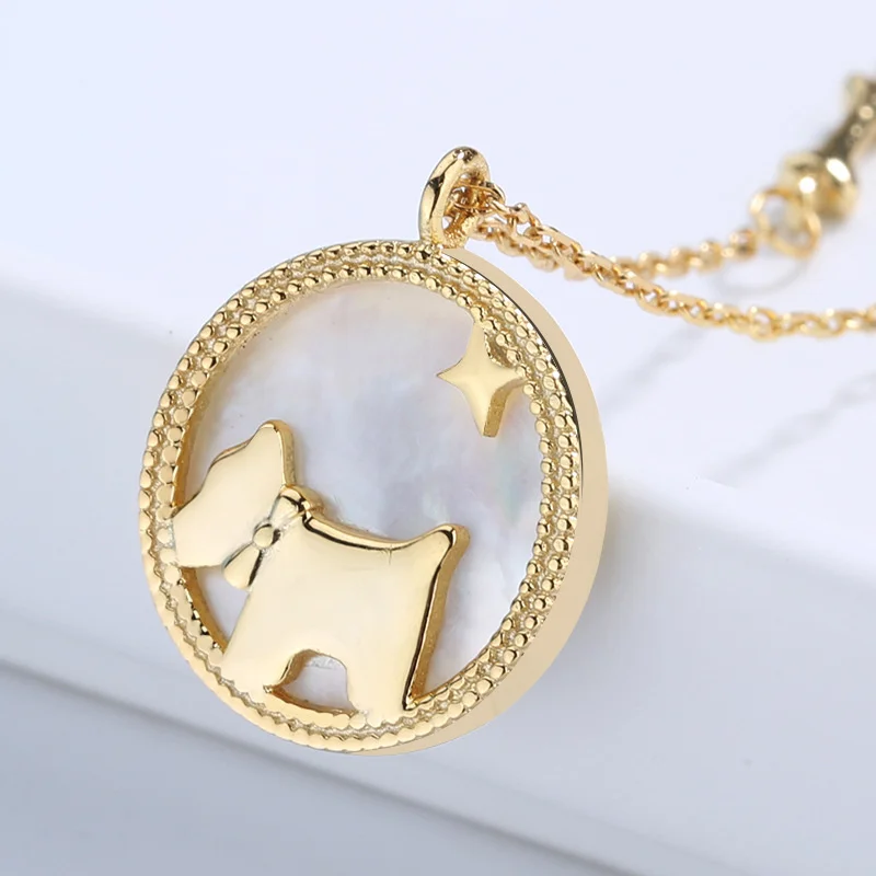 

Japanese and Korean versions of the round brand puppy necklace for women's trendy internet red 925 sterling silver light luxury