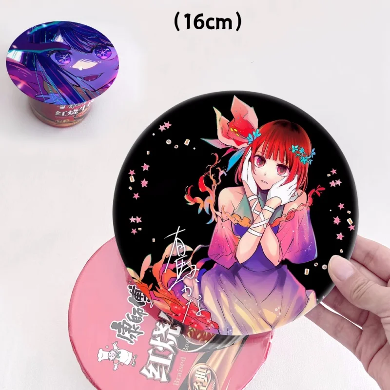 

Anime OSHI NO KO Hoshino Ai Big 16cm Badge Stand Figure Brooch Pins Noodles Instant Noodles Lid Cosplay Gift A7086