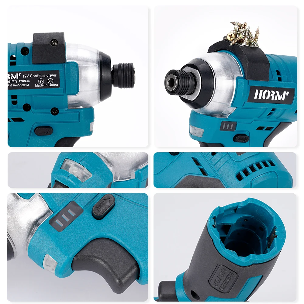 브러시리스 전기 스크루 드라이버, 무선 120N.m 가변 속도 임팩트 드릴 드라이버 전동 공구, Makita 12V 배터리용