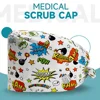 Cartoon Rabbit Pattern Nursing Scrub Hat Unisex 100% Cotton Work Cap Soft Breathable Veterinary Surgery Hat Nursing Accessories 2